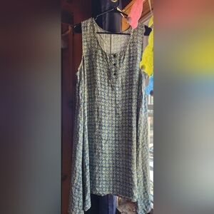 Printed Sleeveless Women's Top in Blue and Yellow